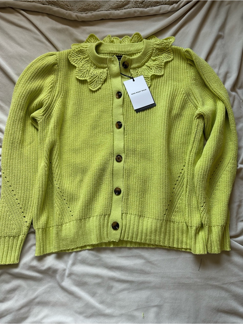 Who What Wear scalloped Collar Knit Cardigan in Daiquiri Green sz XXL
